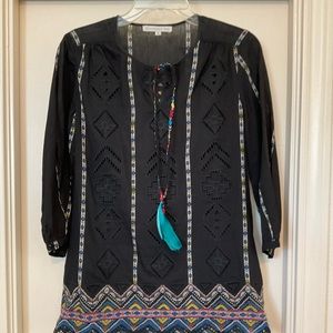 Johnny Was Black Printed/Embroidered Tunic - Small